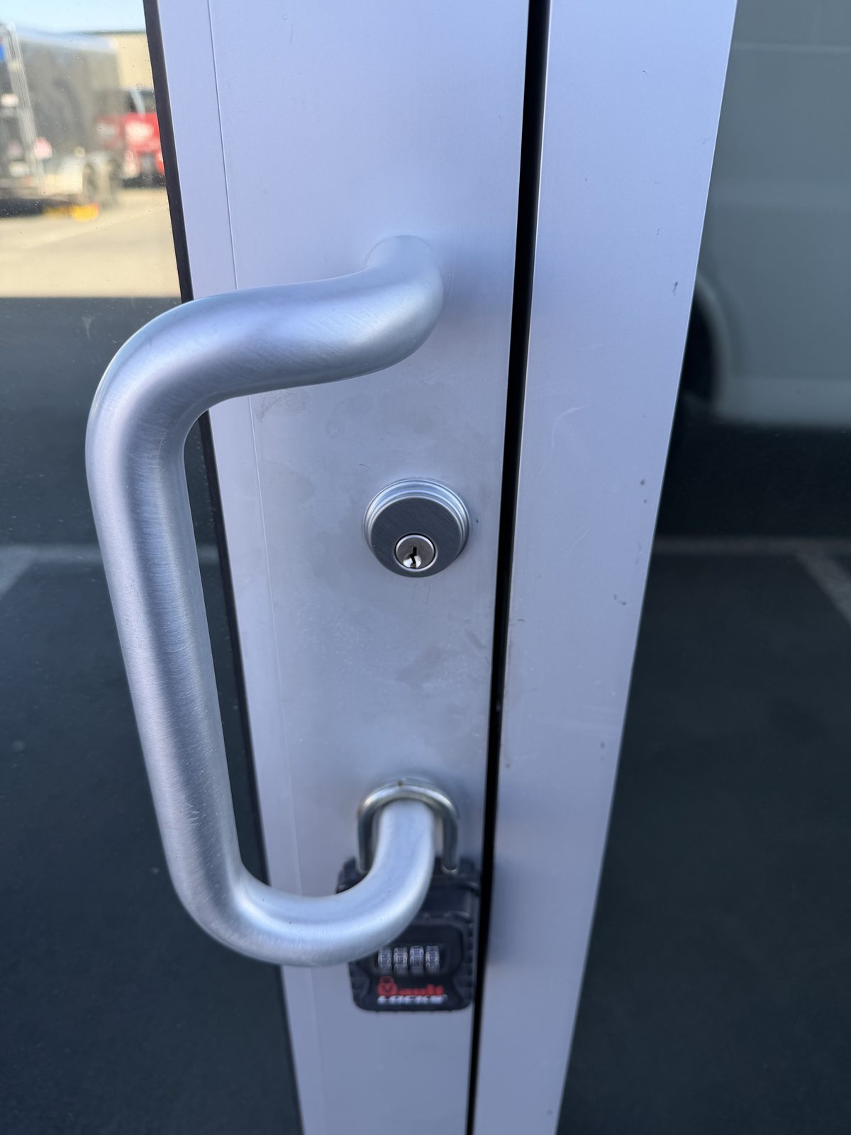 RC Roofing front door with brand new mortise cylinder installed by Precision Lock & Key