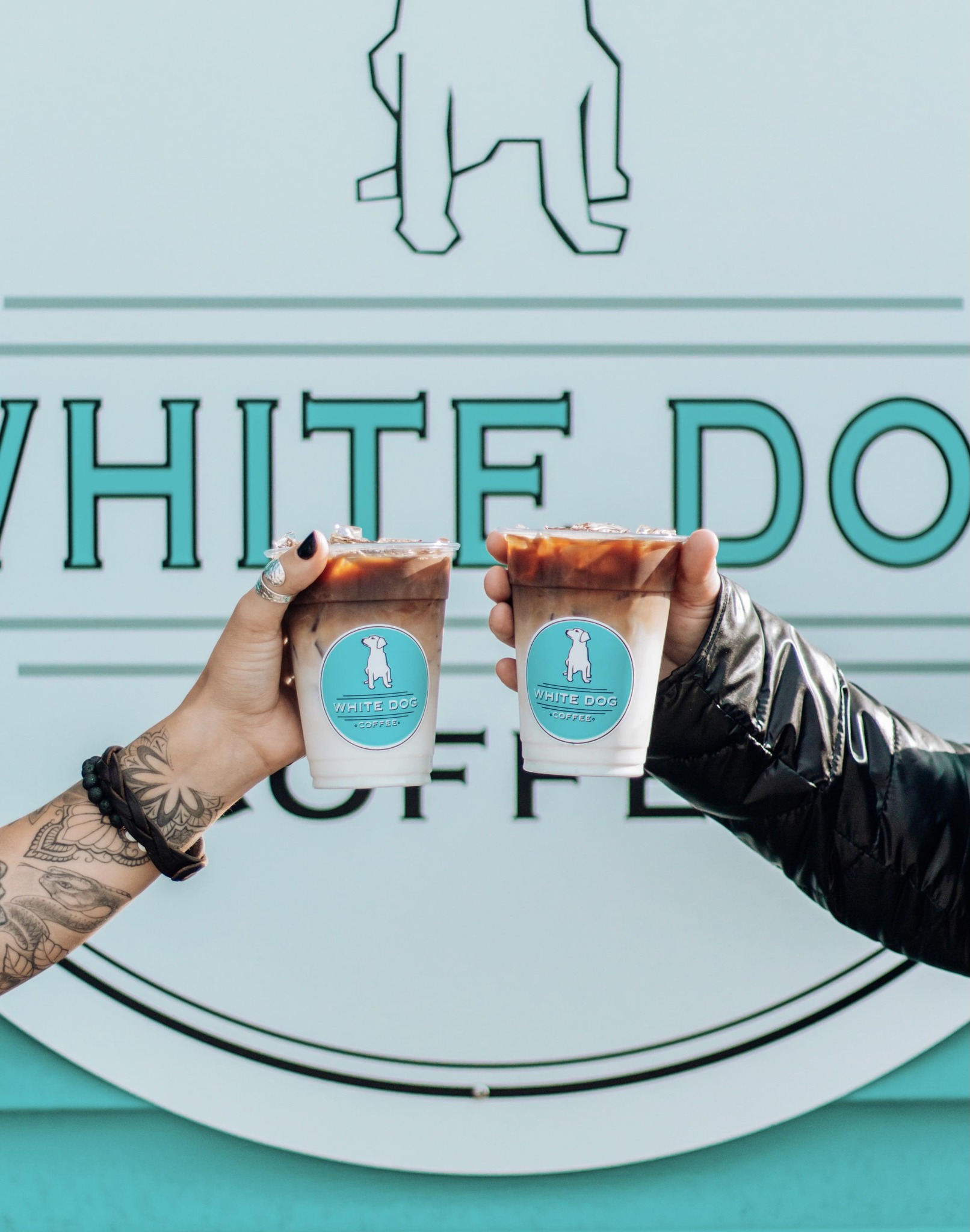 White Dog Coffee branded iced coffee drinks